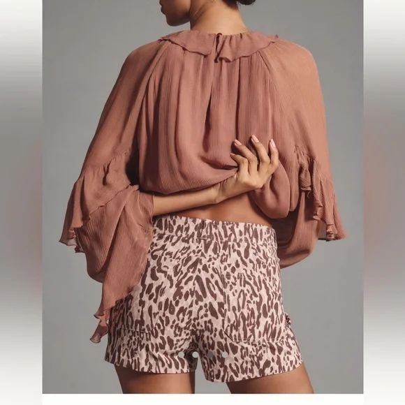 NWT new Anthropologie the ettie shorts Maeve 30 animal print brown - Picture 10 of 16
